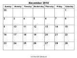 Blank Calendar Template November 2014 November 2014 Calendar Printable Blank Printable