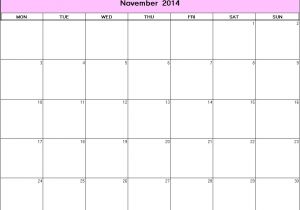 Blank Calendar Template November 2014 November 2014 Printable Blank Calendar