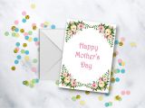 Blank Card for Photo Insert Floral Mother S Day Card Happy Mother S Day Card Simple