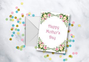 Blank Card for Photo Insert Floral Mother S Day Card Happy Mother S Day Card Simple