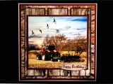 Blank Card for Photo Insert Handmade Birthday Card for Men Fathers Day Tractor
