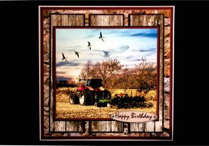 Blank Card for Photo Insert Handmade Birthday Card for Men Fathers Day Tractor