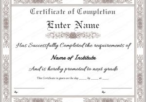 Blank Certificate Of Completion Template Certificate Templates
