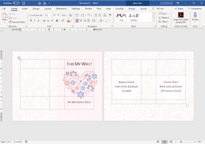 Blank Half Fold Card Template Word Mother S Day Templates for Microsoft Office