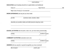 Blank High School Resume Template Blank Resume Template for High School Students Http