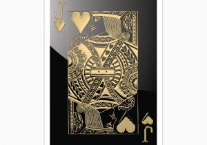 Blank Queen Of Hearts Card Jack Of Hearts In Gold Over Black Poster by Captain7