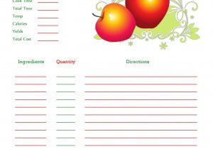 Blank Recipe Card Template for Word Red Apples Recipe Card Full Page Recipe Cards Template
