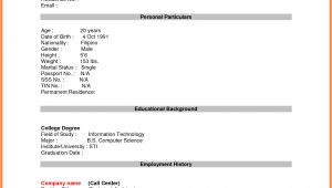 Blank Resume form for Job Application Pdf format for Job Application Pdf Basic Appication Letter