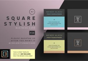Blank Visiting Card Design Psd Square Stylish Business Card Bc082 Business Card