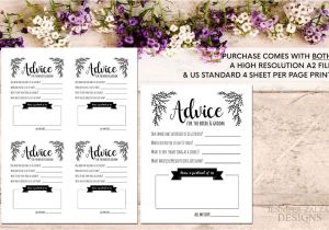 Blank Wedding Invitation Card Designs Advice Card Template Advice for the Newlyweds Marriage