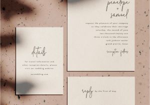 Blank Wedding Invitation Card Designs Chic Clean Minimalist Modern Simple Printable Signature Font