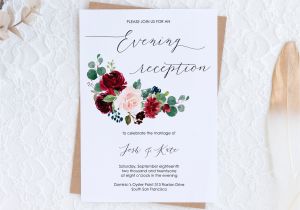 Blank Wedding Invitation Card Designs evening Reception Wedding Invitation Template Burgundy