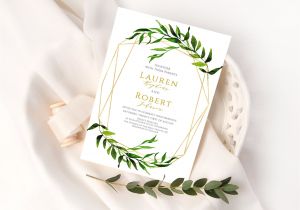 Blank Wedding Invitation Card Designs Wedding Invitation Card with Eucalyptus Greenery and Faux