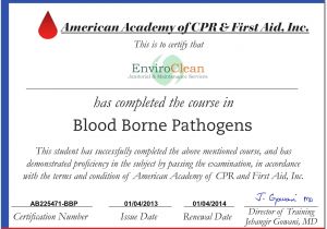 Bloodborne Pathogens Certificate Template Nj Based Professional Commercial Cleaning Enviroclean