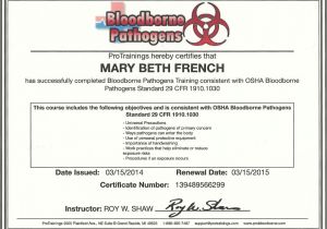 Bloodborne Pathogens Certificate Template Osha Bloodborne Pathogens Certification Best S Of Osha