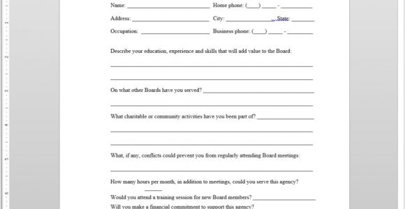 Board Member Application Template Appointment to the Board Application Template