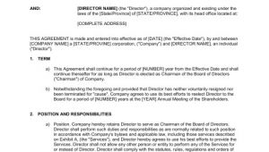 Board Of Directors Contract Template Agreement for Chairman Of Board Of Directors Template
