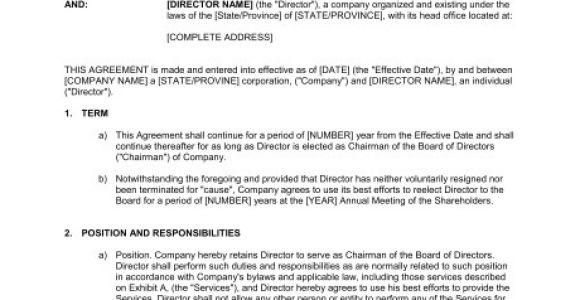 Board Of Directors Contract Template Agreement for Chairman Of Board Of Directors Template