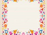 Border Design for Birthday Card Happy Birthday Border Lined Paper Card with Space for Text