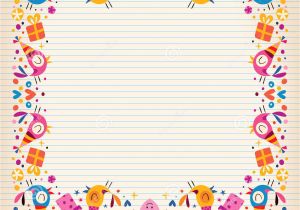 Border Design for Birthday Card Happy Birthday Border Lined Paper Card with Space for Text