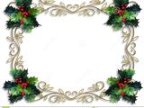 Border Design for Greeting Card Christmas Border Holly Gold Frame Stock Illustration