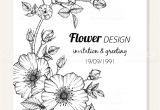 Border Design for Greeting Card Rose Flower Frame Drawing Illustration for Invitation and