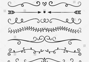Border Line for Invitation Card Hand Drawn Vector Dividers Lines Borders and Laurels Set
