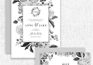 Border Wedding Card Clip Art Black and White Watercolor Flowers Clipart Gray Monochrome