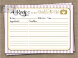 Bridal Shower Recipe Cards Templates Printable Bridal Shower Recipe Cards Pink Gold
