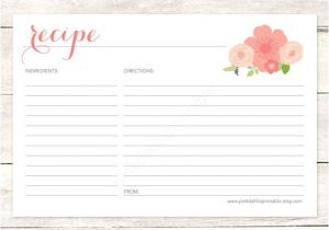 Bridal Shower Recipe Cards Templates Recipe Card Bridal Shower Printable Diy Pink Flowers Floral
