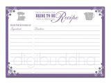 Bridal Shower Recipe Cards Templates Recipe Card Bridal Shower Purple Floral 5×7 4×6 Diy Printable
