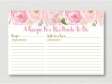Bridal Shower Recipe Cards Templates soft Pink Floral Bridal Shower Recipe Cards Floral