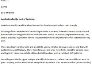 British Cover Letter Examples Cover Letter for A Bartender Icover org Uk