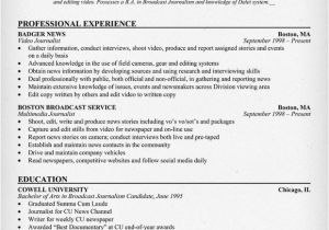 Broadcasting Internship Resume Sample Cover Letter Journalist Job Writing and Editing Services