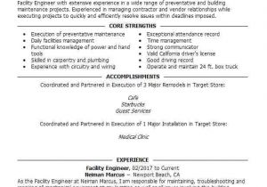 Building Maintenance Engineer Resume Facility Engineer Objectives Resume Objective Livecareer