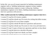 Building Maintenance Engineer Resume top 8 Building Maintenance Engineer Resume Samples