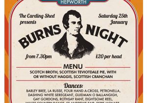 Burns Night Menu Template Burns Night at the Carding Shed Holmfirth events