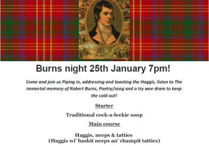 Burns Night Menu Template forest Hill society Burns Night Party Fri 25th January