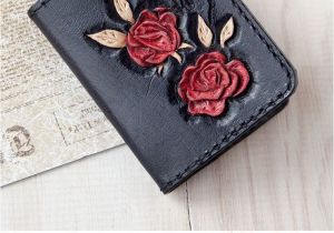 Business Card Holder for Women Slim Wallet Leather Business Card Case for Woman Black