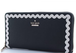 Business Card Holder Kate Spade Kate Spade Kate Spade Wave Design Round Fastener Long Wallet Lady S Black Leather Pwru5717
