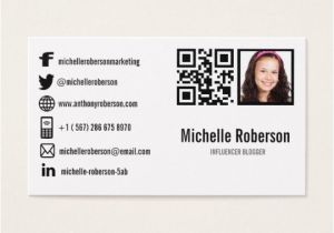 Business Card Template with social Media Icons Photo Qr Code and social Media Icons Business Card
