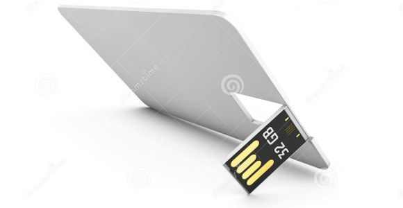 Business Card Usb Flash Drive Blank White Plastic Wafer Usb Card Mockup 3d Illustration