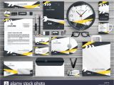 Business Card Yellow and Black Vector Corporate Identity Stationery Template Design Set with