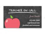 Business Cards for Teachers Templates Free Teacher On Call Cute Apple Chalkboard Business Card