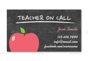 Business Cards for Teachers Templates Free Teacher On Call Cute Apple Chalkboard Business Card