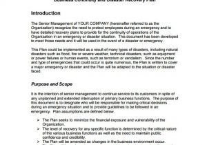 Business Continuity Plan and Disaster Recovery Plan Templates 13 Disaster Recovery Plan Templates Free Sample