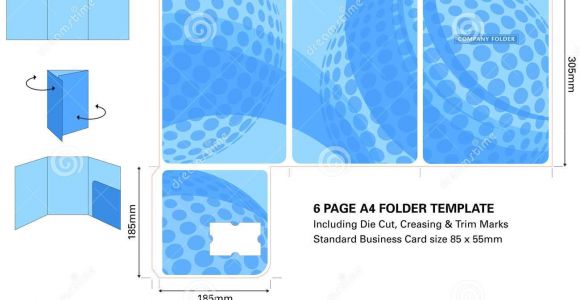 Business Folders with Business Card Slot Six Page A4 Presentation Folder Template with Die Cut and
