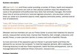 Business Plan Template for A Gym Business Plan Templates