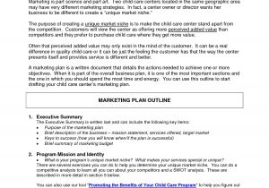 Business Plan Template for Child Care Center Writing A Business Plan for A Daycare Center