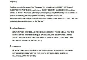 Business Templates Noncompete Agreement Non Compete Agreement Doc